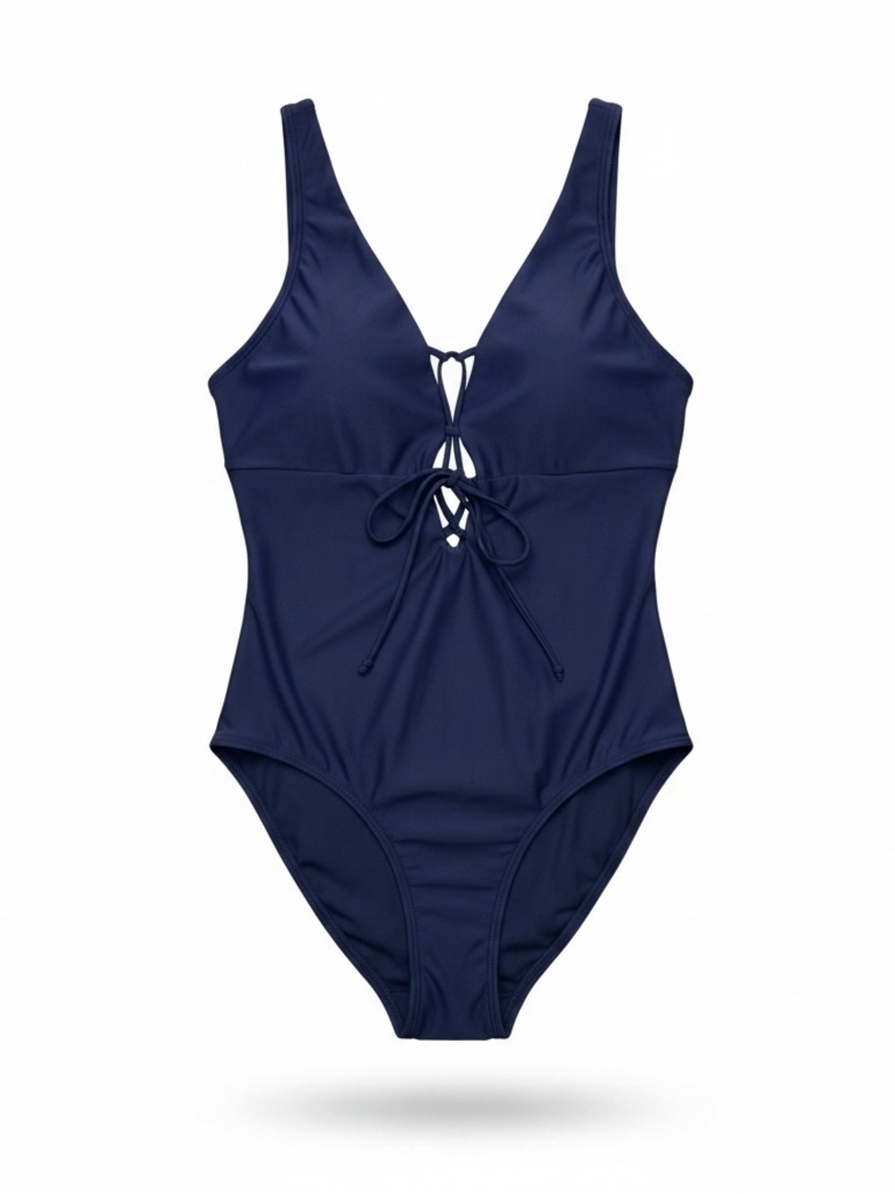Navy Blue Lace-Up Cutout One-Piece Swimsuit | New Without Tags